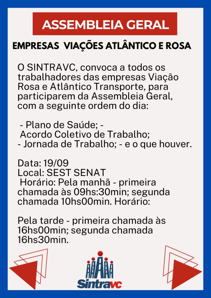 O Sintravc Convoca A Todos Os Trabalhadores Das Empresas Via O Rosa E